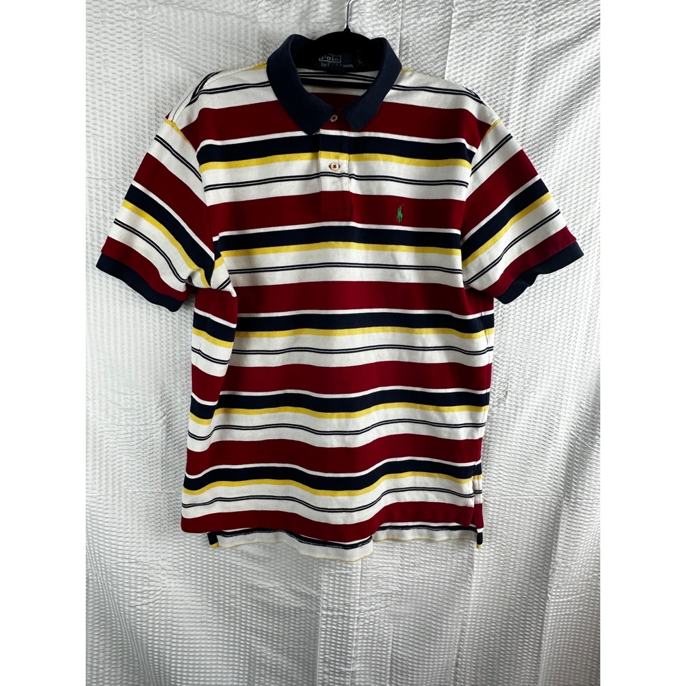 Polo by Ralph Lauren Striped Shirt Red White Blue Yellow‎ LARGE Y2K